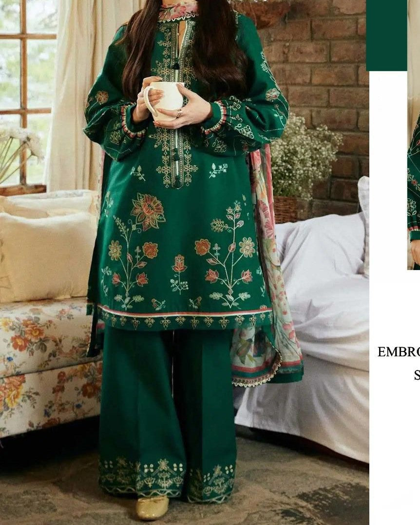 Luxury 3PC Embroidered Lawn Suit – Summer 2025 Edition