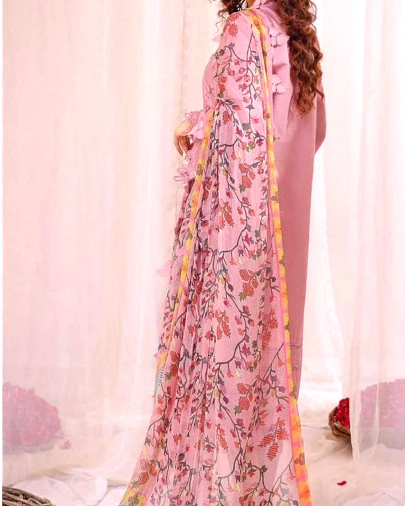 Elegant 3PC Embroidered Lawn Suit – Summer Collection 2025