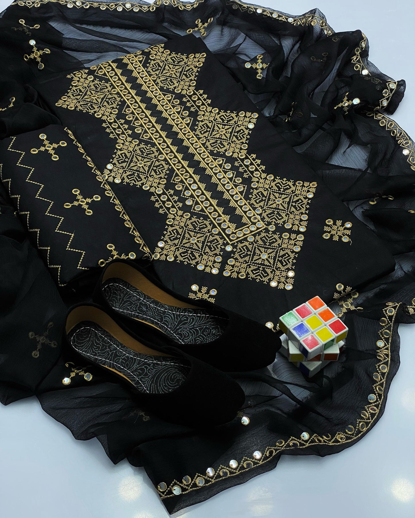 Cross Stitch Contrass Black Skin 3PC Lawn Cotton Set