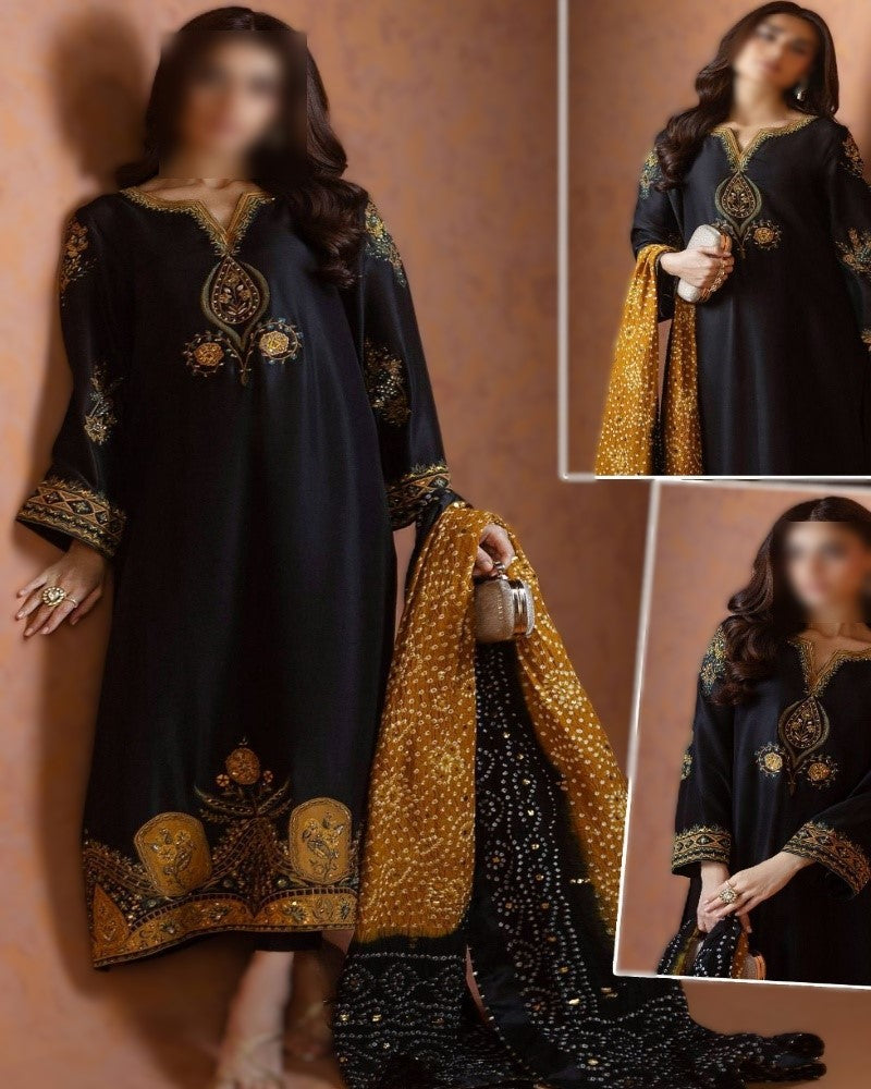 Lava Silk Suit Pakistan, Luxury Adda Work Collection, Tie and Dye Silk Dupatta, Fancy 3-Piece Unstitched Dress, Wedding Wear 2025, buyfromdanish.com