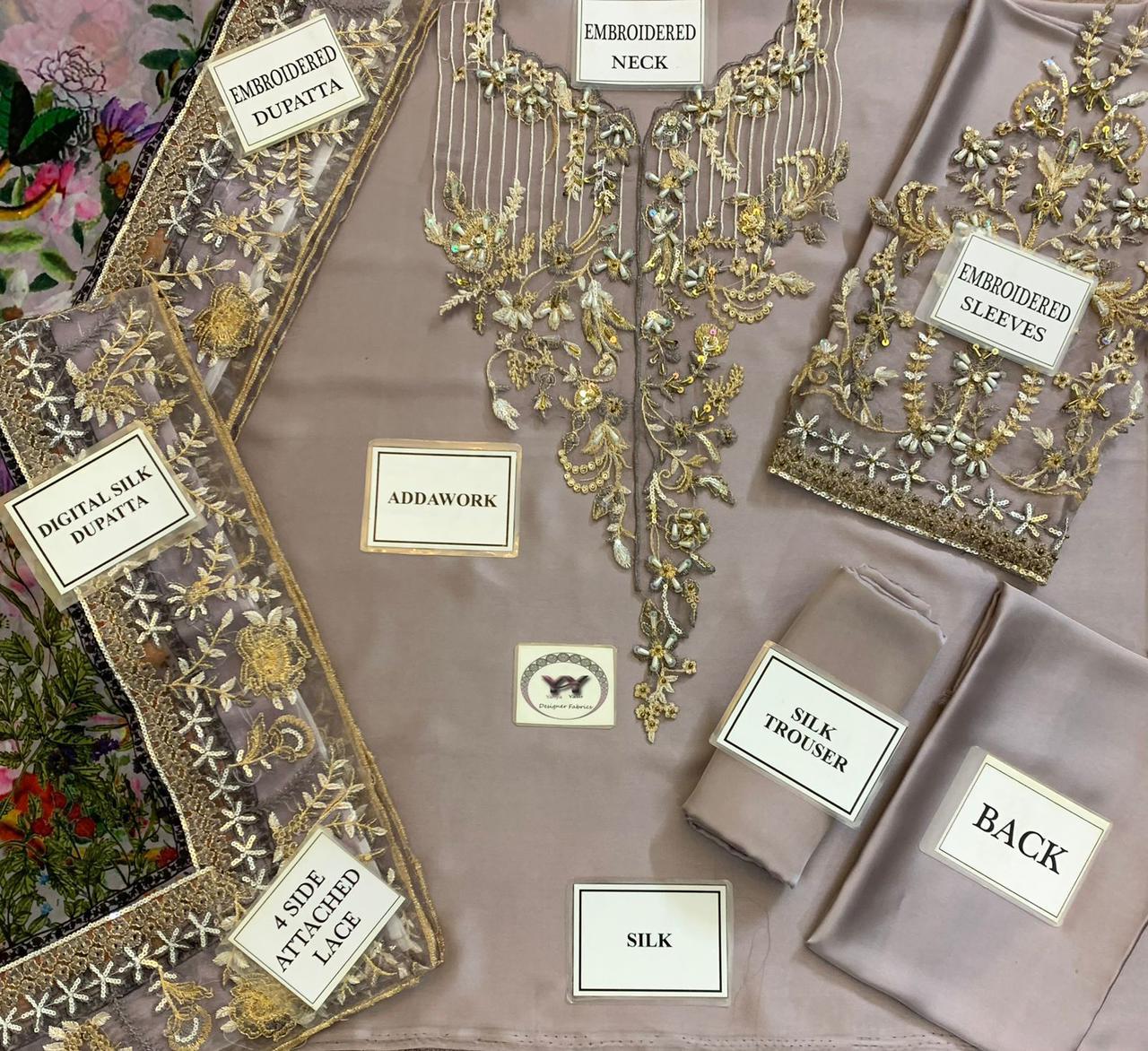 Silk Festive Collection Pakistan, Luxury Charmeuse Silk Suit, Adda Work Embroidered Dress, Festive 3-Piece Outfit 2025, Digital Printed Silk Dupatta, buyfromdanish.com