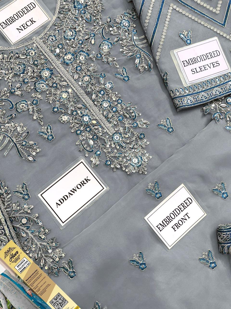 Premium Organza Bridal Dress – Handcrafted Sequence Embroidery