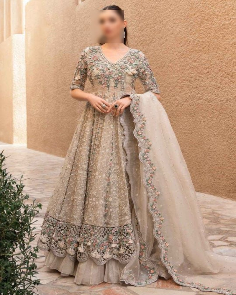 Organza Embroidered Maxi Dress Pakistan, Luxury Formal Wear for Women, Sequin and 3D Floral Work Maxi, Wedding Outfit 2025, buyfromdanish.com