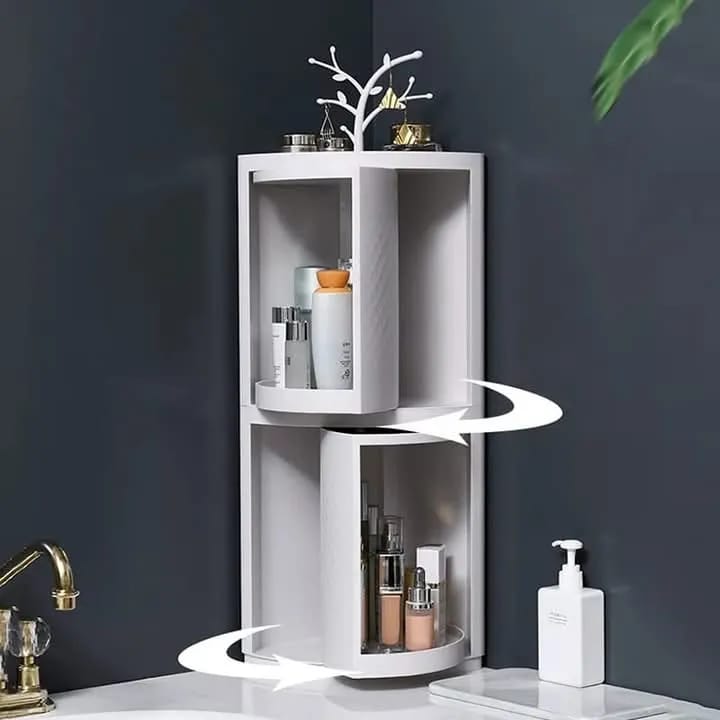 360° Rotatable Corner Storage Cabinet – Multipurpose Bathroom & Kitchen Organizer