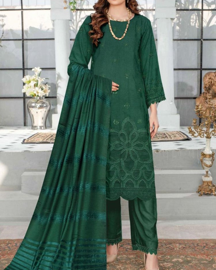 Winter Dhanak Collection 2025-26 – Luxury Cutwork 3-Piece Suit
