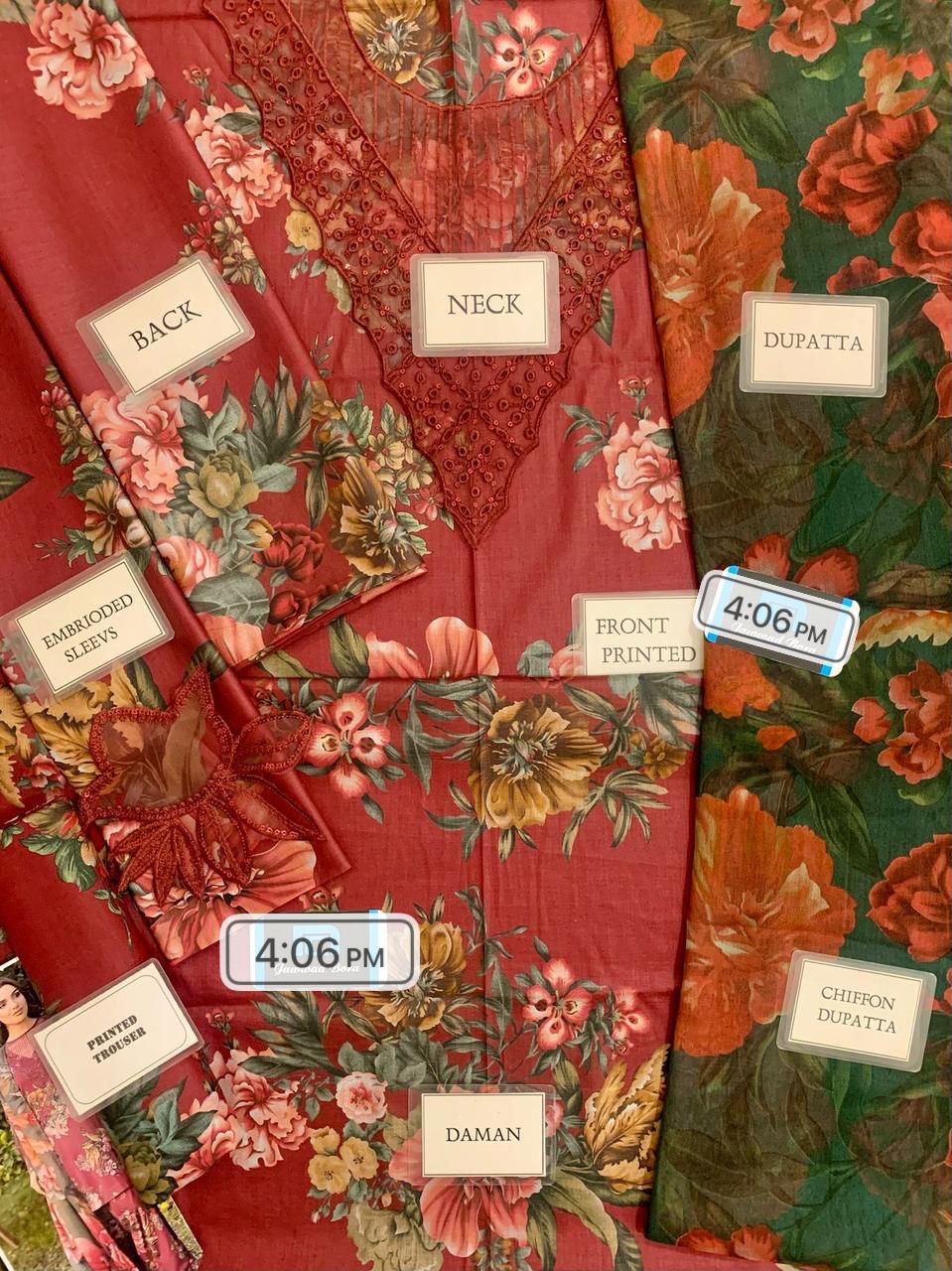 Luxury Lawn Embroidered 3-Piece Set with Chiffon Dupatta
