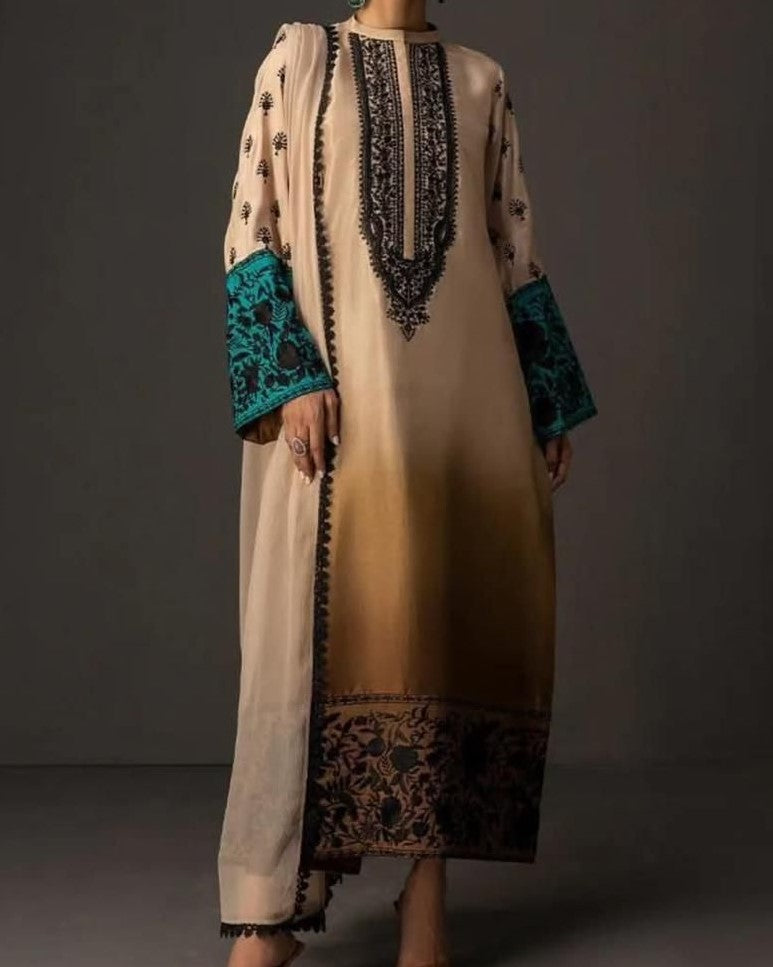 NEW ARRIVAL Shamooz Silk – Tie & Dye Digital Printed 3PC