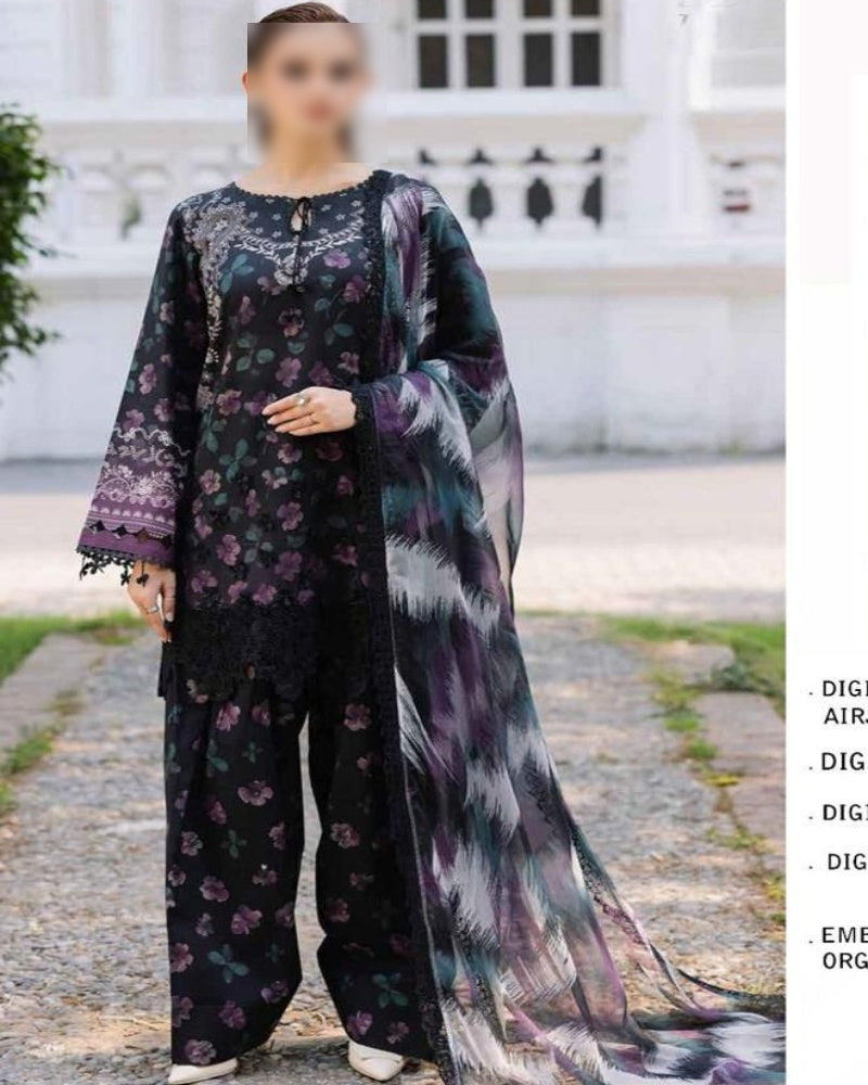 Luxury Digital Print Slub Khaddar 3-Piece Suit (Airjet Patch Collection)
