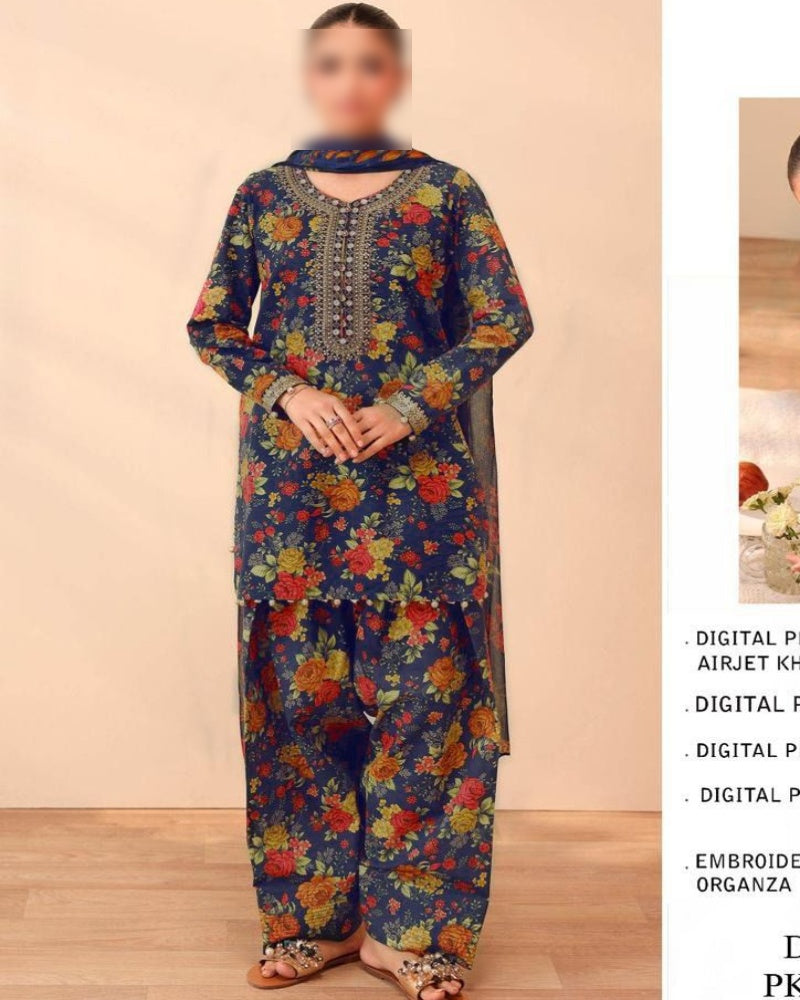 Luxury Digital Print Slub Khaddar 3-Piece Suit (Airjet Patch Collection)