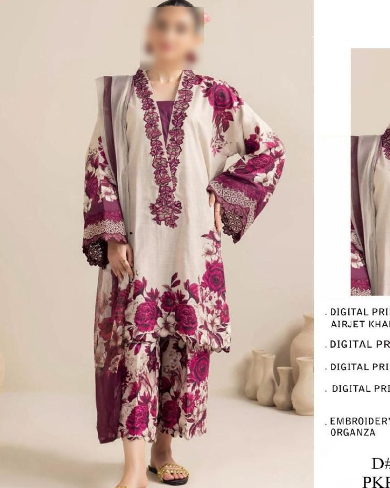 Luxury Digital Print Slub Khaddar 3-Piece Suit (Airjet Patch Collection)