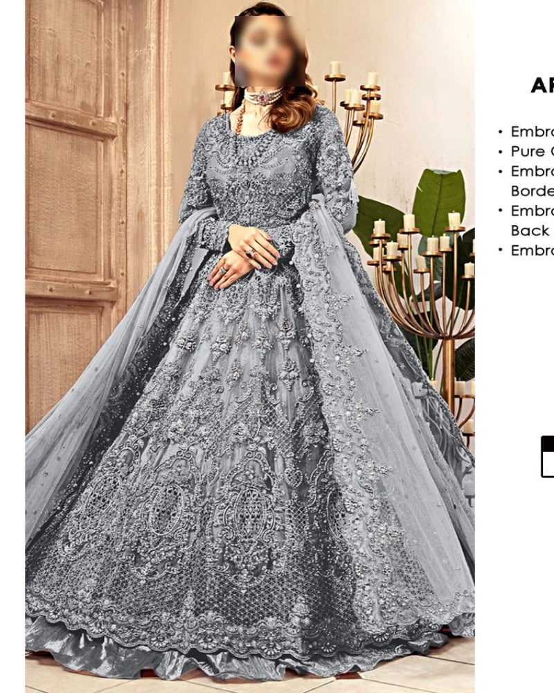 Luxury Bridal Net Frock with Heavy Embroidery and Sequence Work – Buyfromdanish.com