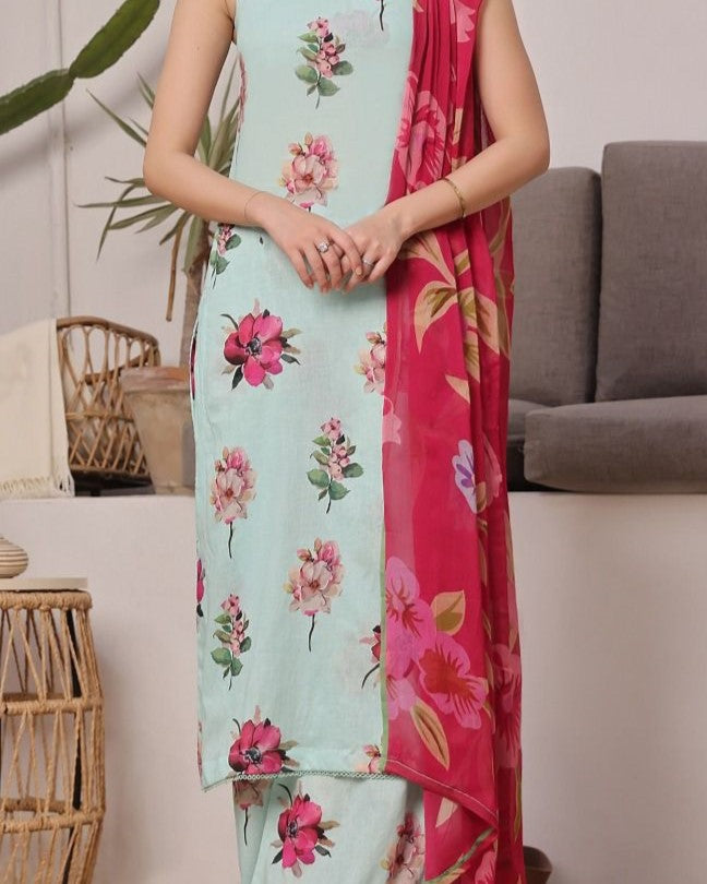 Luxury Airjet Linen 3-Piece Suit – Digital Print Collection