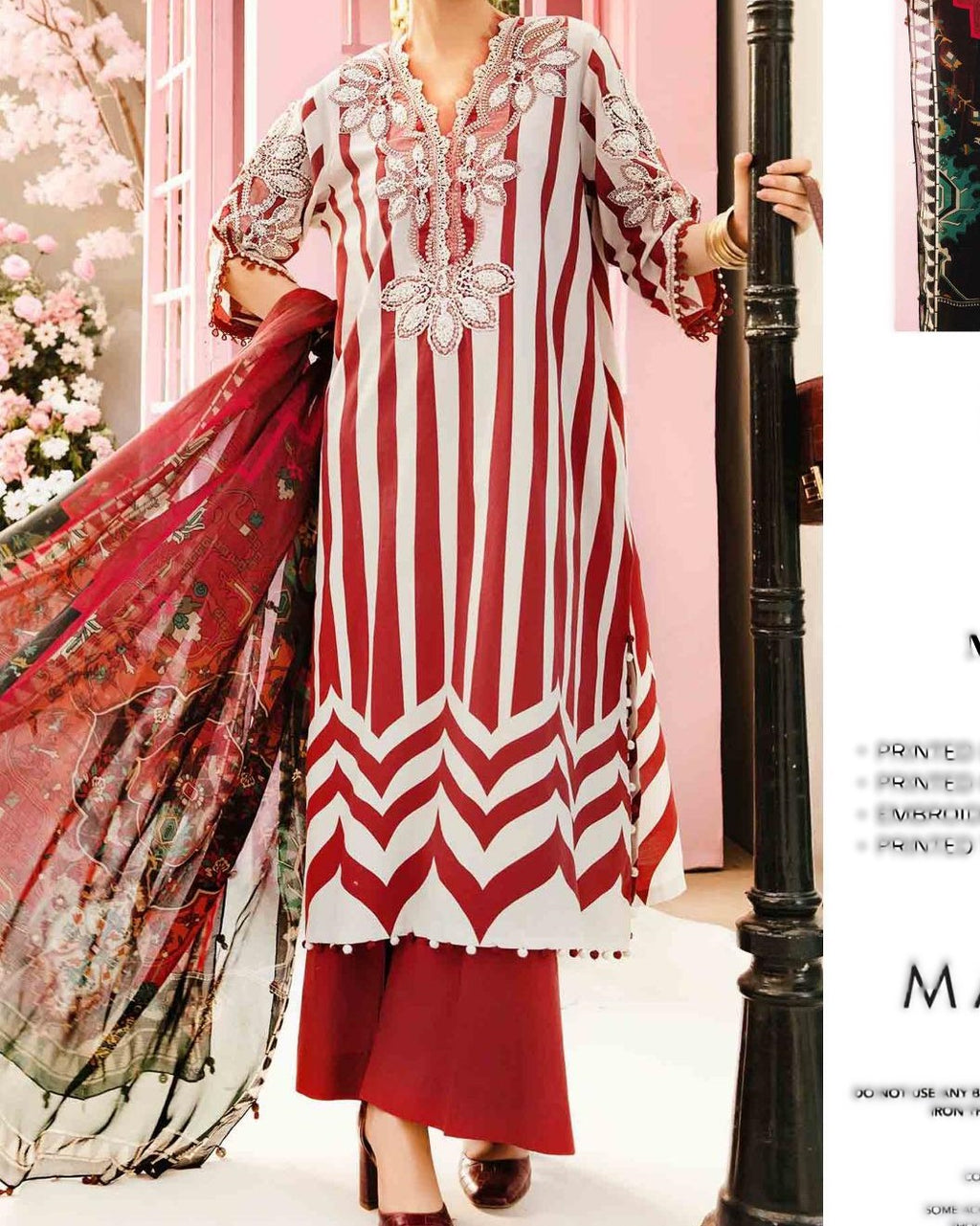 Luxury Lawn Embroidered 3-Piece Set with Chiffon Dupatta