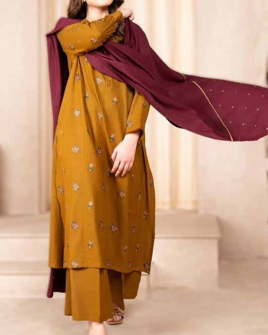 winter collection embroidered dress for festive wear