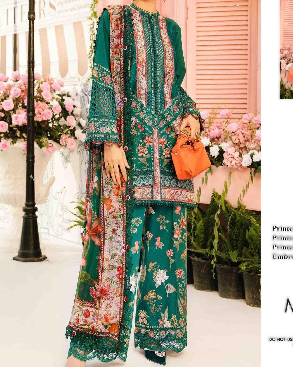 Luxury Lawn Embroidered 3-Piece Set with Chiffon Dupatta