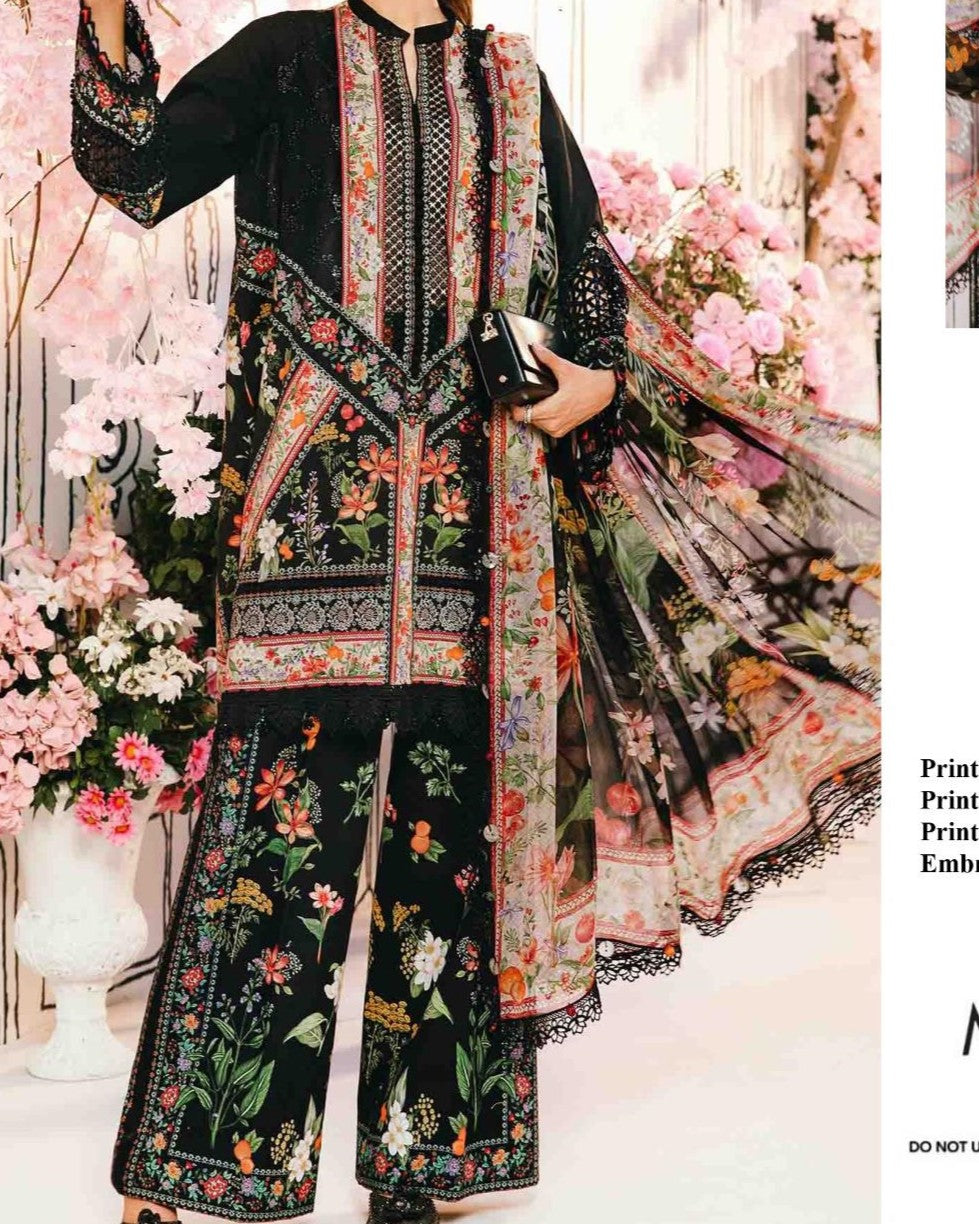 Luxury Lawn Embroidered 3-Piece Set with Chiffon Dupatta