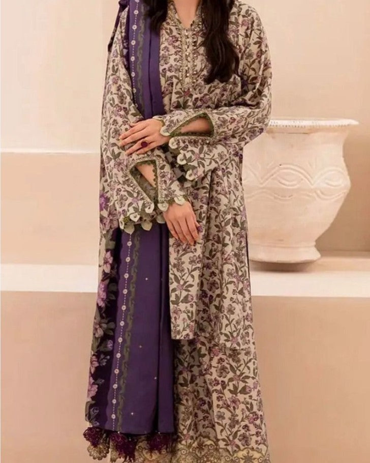 Luxury Airjet Linen 3-Piece Suit – Digital Print Collection