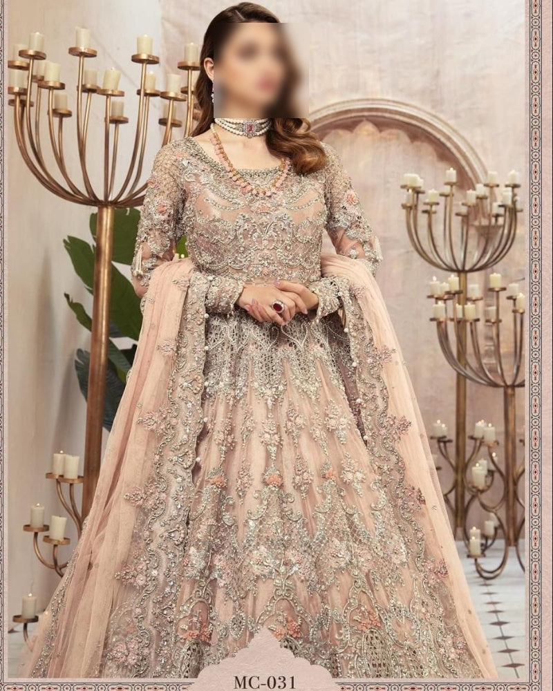 Luxury Bridal Wedding Edition – Net Embroidered Frock with Silk Trouser