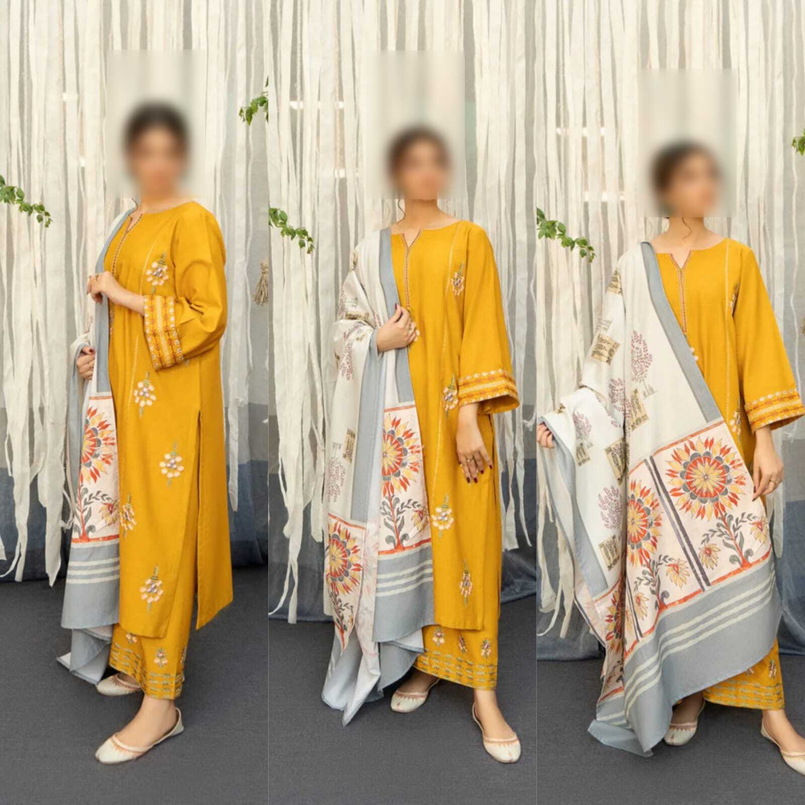 Winter Dhanak Collection 2025 – 3PC Embroidered Suit
