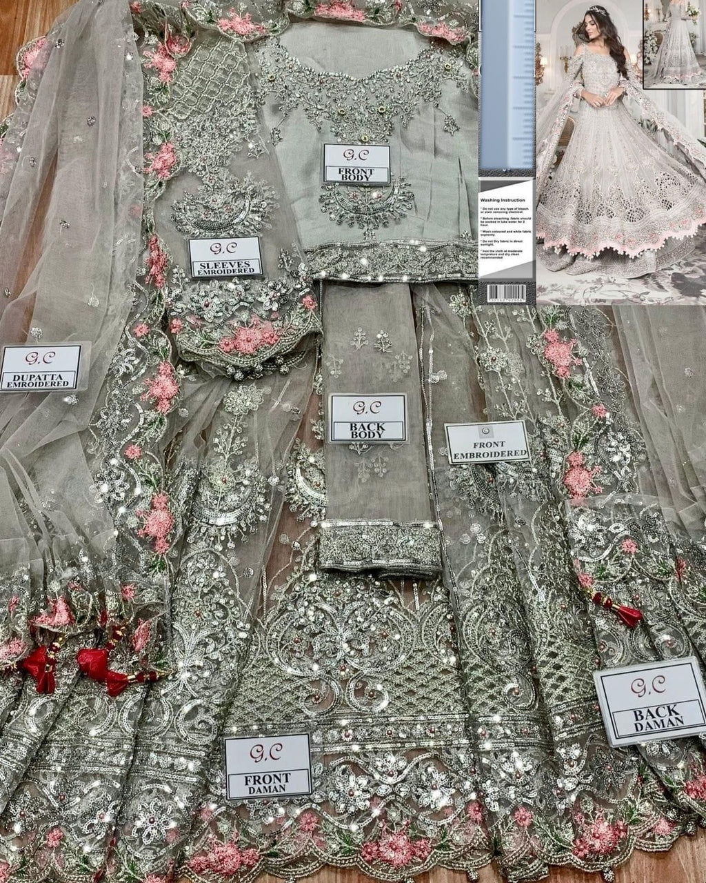 Embroidered sleeves with delicate handwork – bridal wear