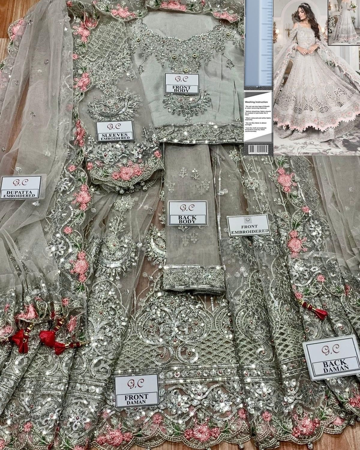 Embroidered sleeves with delicate handwork – bridal wear