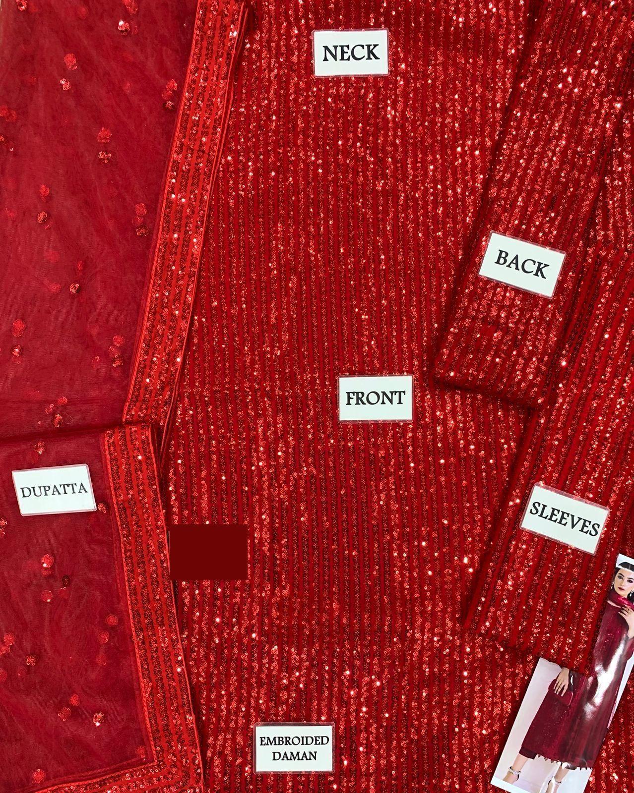 Premium Chiffon Embroidered 3PC Suit – With Sequins Detailing