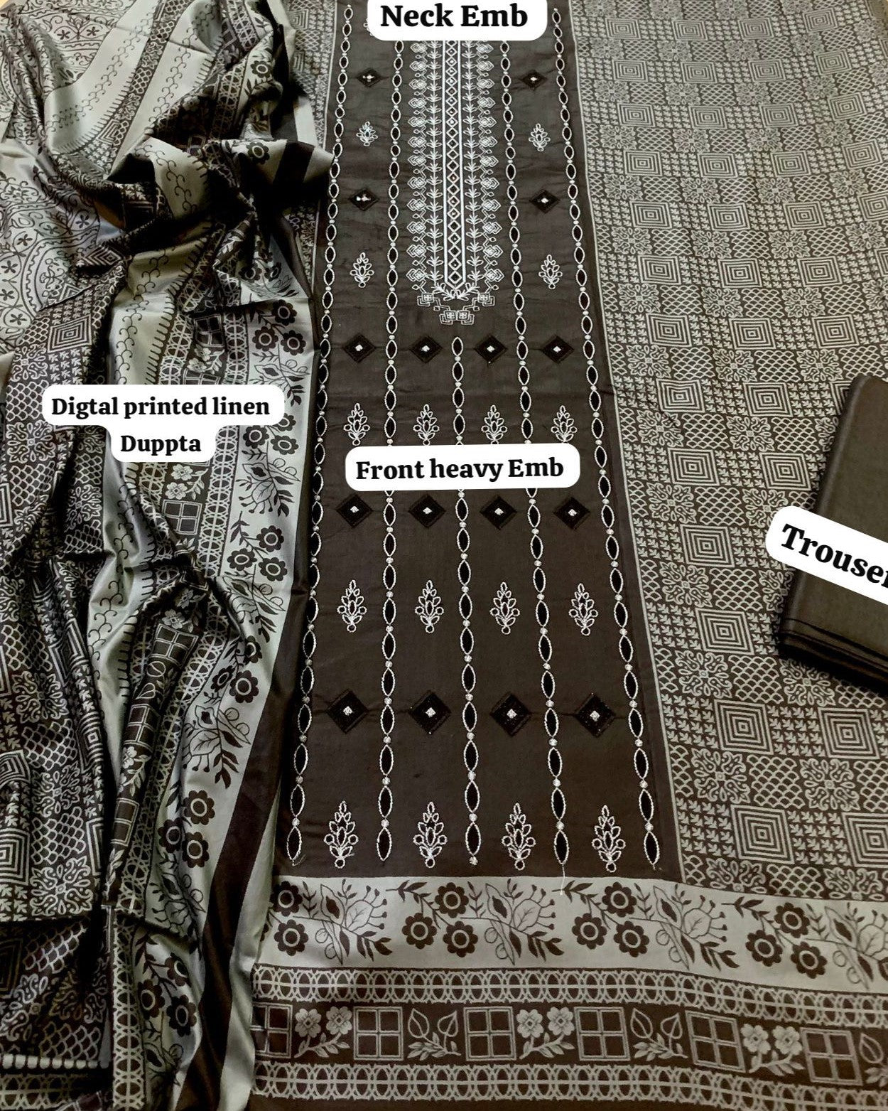 Premium Linen 3 Piece Collection Embroidered