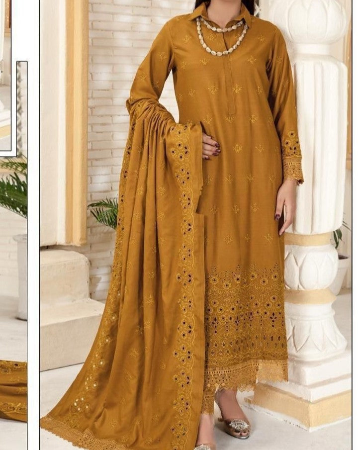 Winter Dhanak Collection – Luxury Chikankari 3-Piece Suit