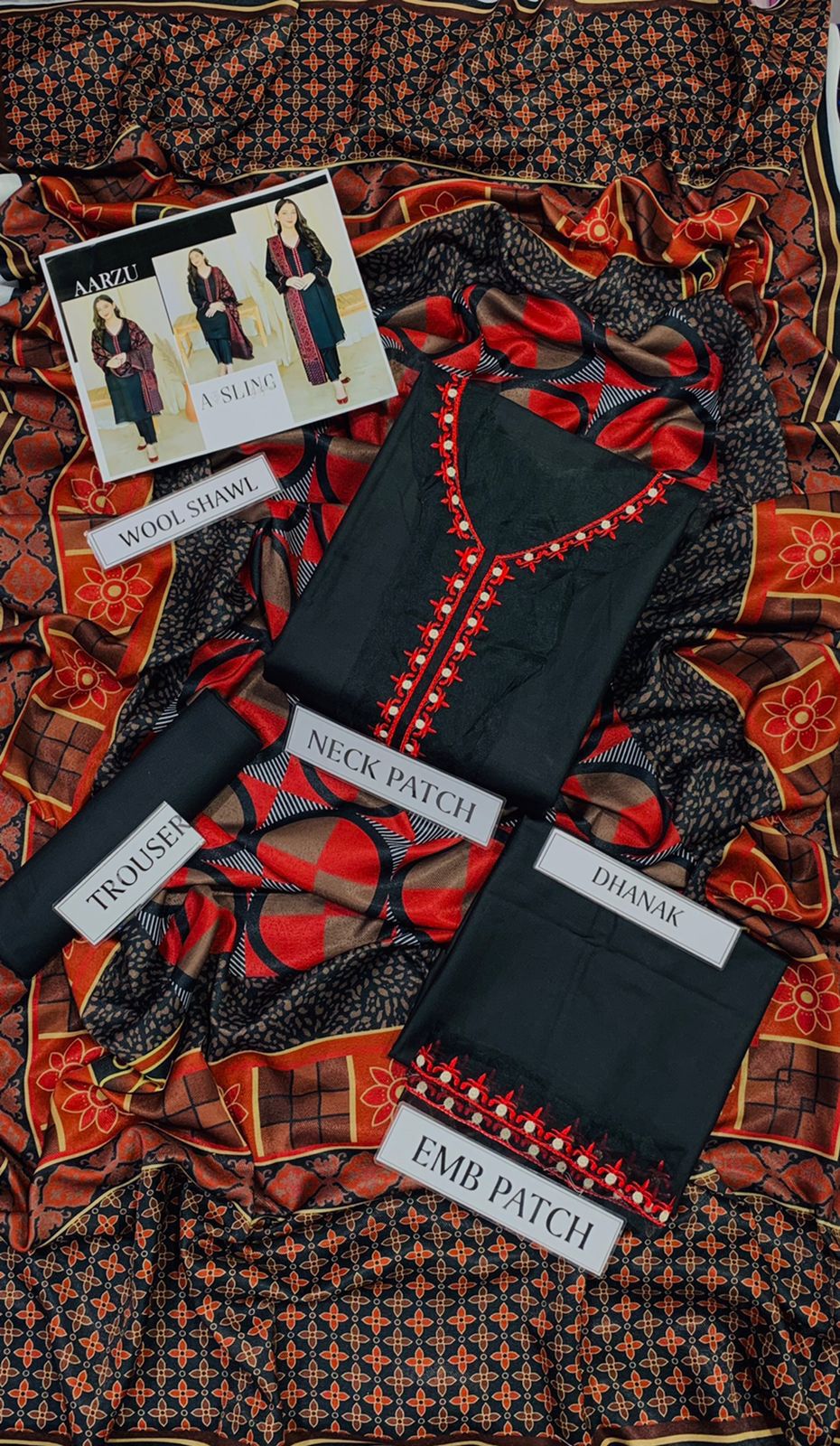 Winter Dhanak Collection 2025 3PC embroidered suit with premium air-jet fabric, embroidered shawl or printed pashmina wool