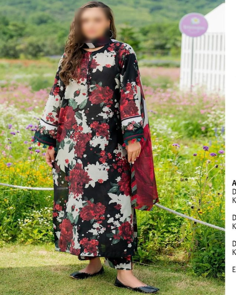 Luxury Digital Print Slub Khaddar 3-Piece Suit (Airjet Patch Collection)