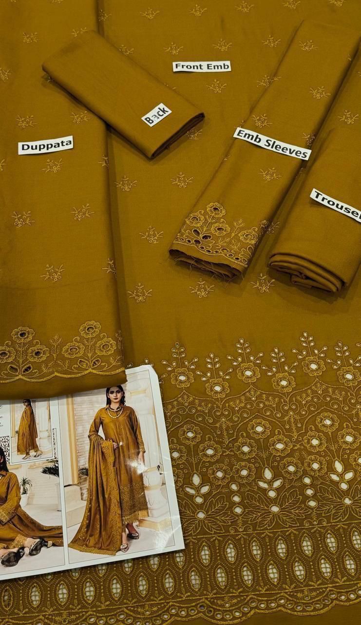 Premium winter chikankari dhanak suit with embroidered shawl