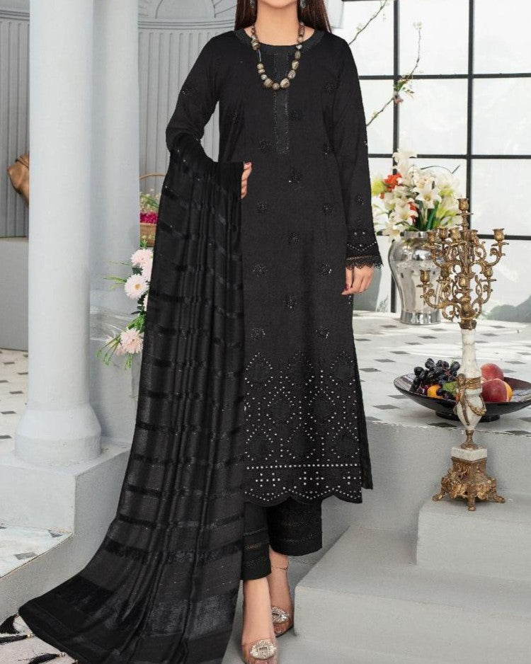 Winter Dhanak Collection 2025-26 – Luxury Cutwork 3-Piece Suit
