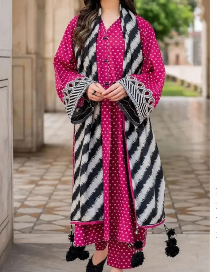Luxury Airjet Linen 3-Piece Suit – Digital Print Collection