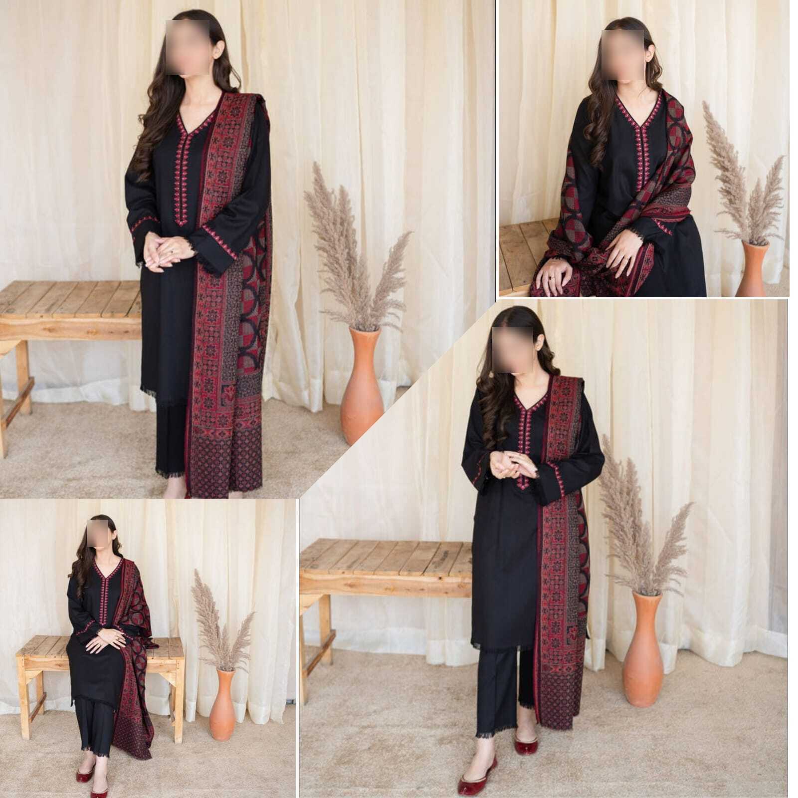 Winter Dhanak Collection 2025 – 3PC Embroidered Suit