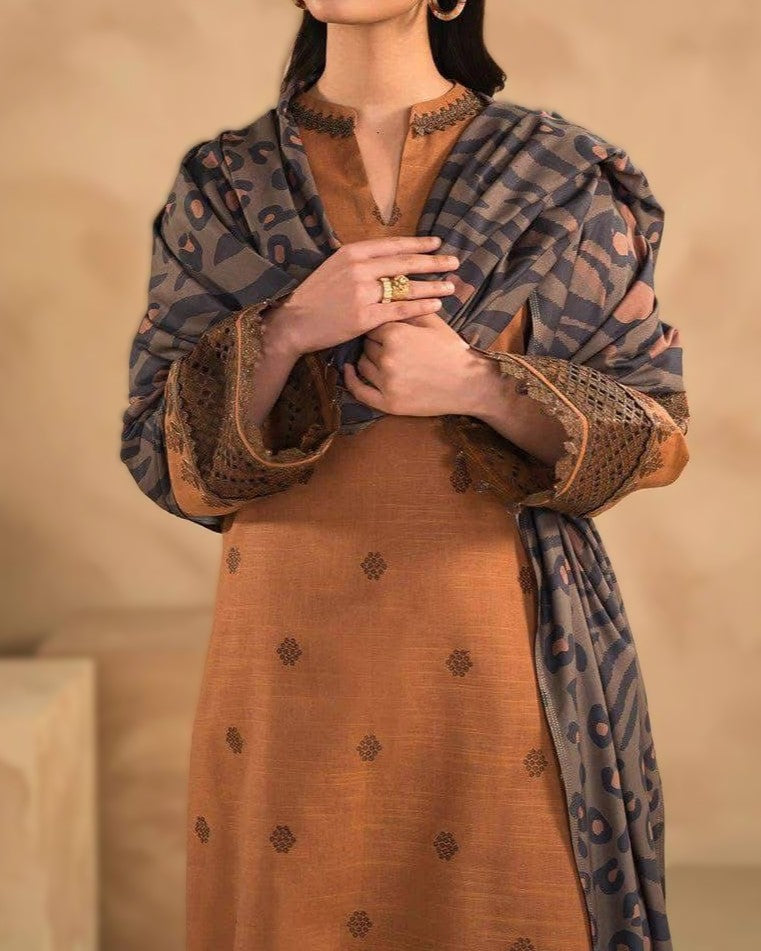 Winter Collection – Dhanak Embroidered 3PC Suit