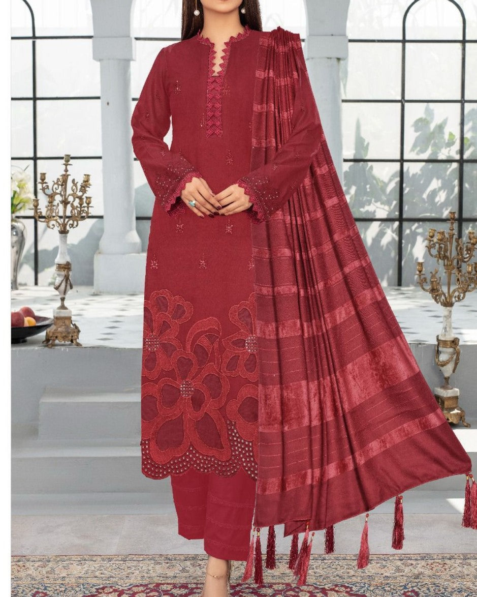 Winter Dhanak Collection 2025-26 – Luxury Cutwork 3-Piece Suit