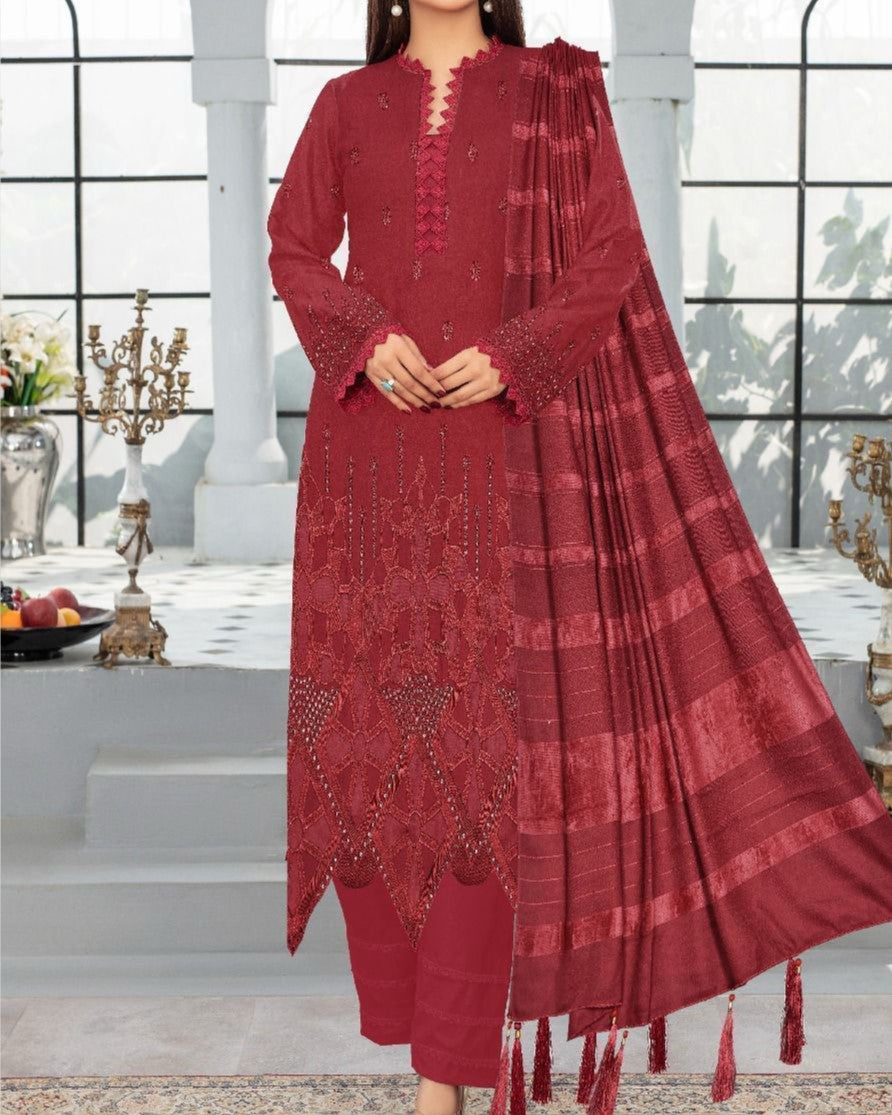 Winter Dhanak Collection 2025-26 – Luxury Cutwork 3-Piece Suit