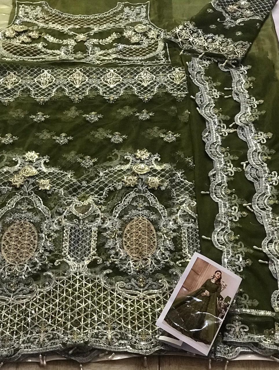 Luxury Bridal Wedding Edition – Net Embroidered Frock with Silk Trouser