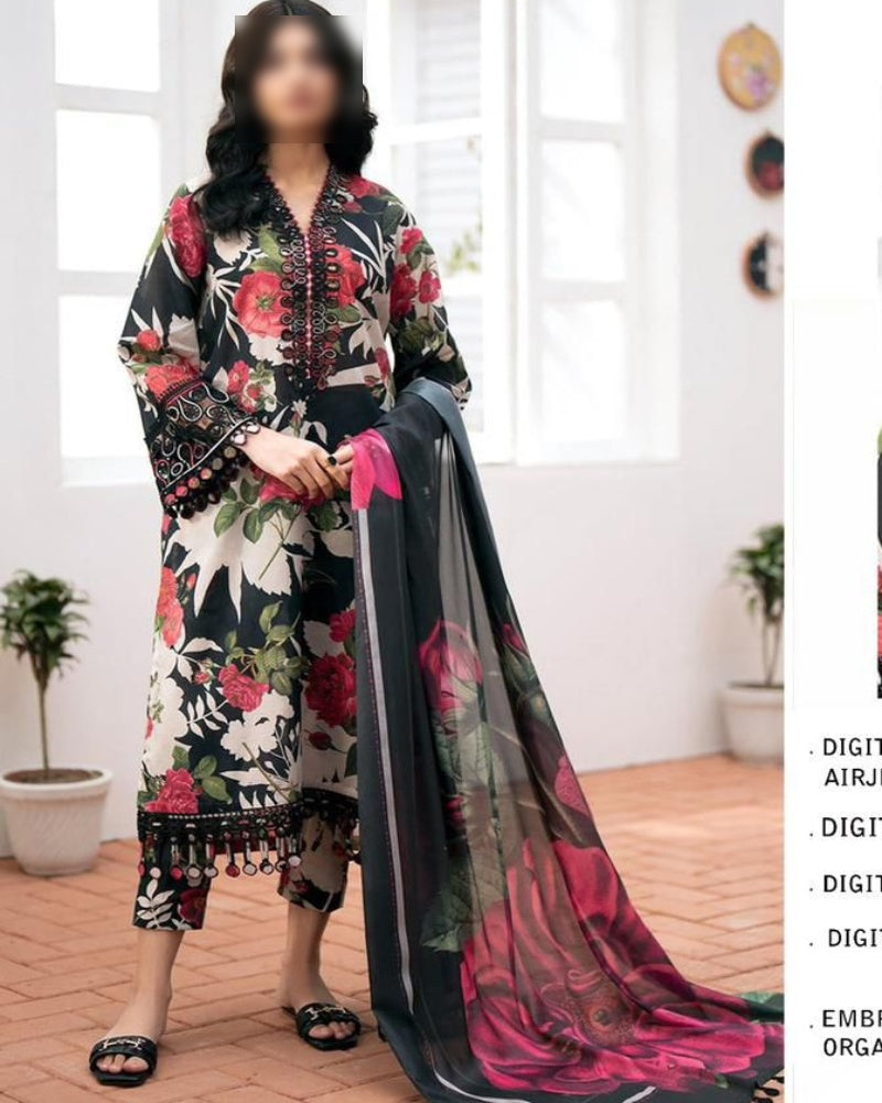 Luxury Digital Print Slub Khaddar 3-Piece Suit (Airjet Patch Collection)
