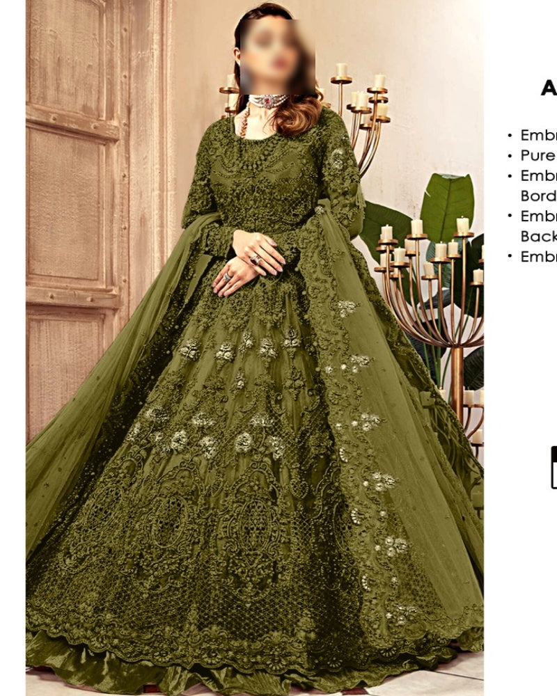 Luxury Bridal Wedding Edition – Net Embroidered Frock with Silk Trouser