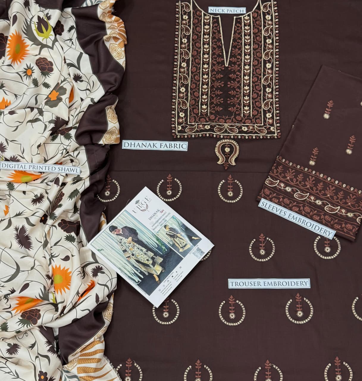 “Stylish winter collection embroidered dress for festive wear”