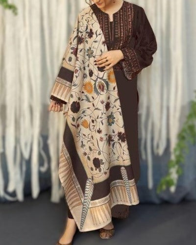 Winter Collection – Dhanak Embroidered 3PC Suit