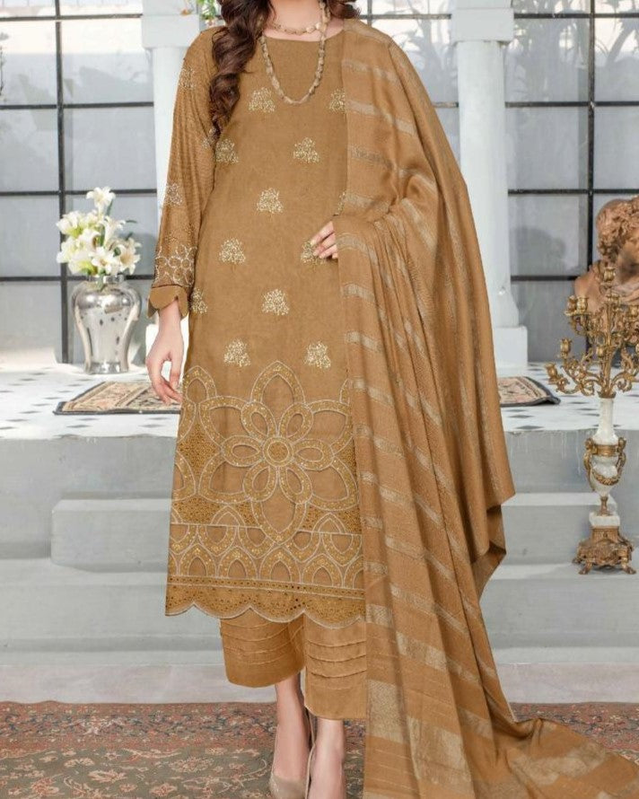 Winter Dhanak Collection 2025-26 – Luxury Cutwork 3-Piece Suit