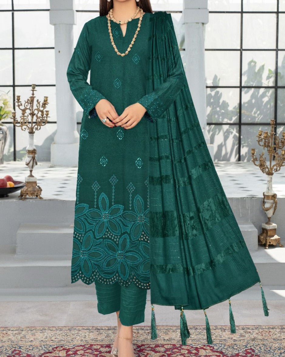 Winter Dhanak Collection 2025-26 – Luxury Cutwork 3-Piece Suit
