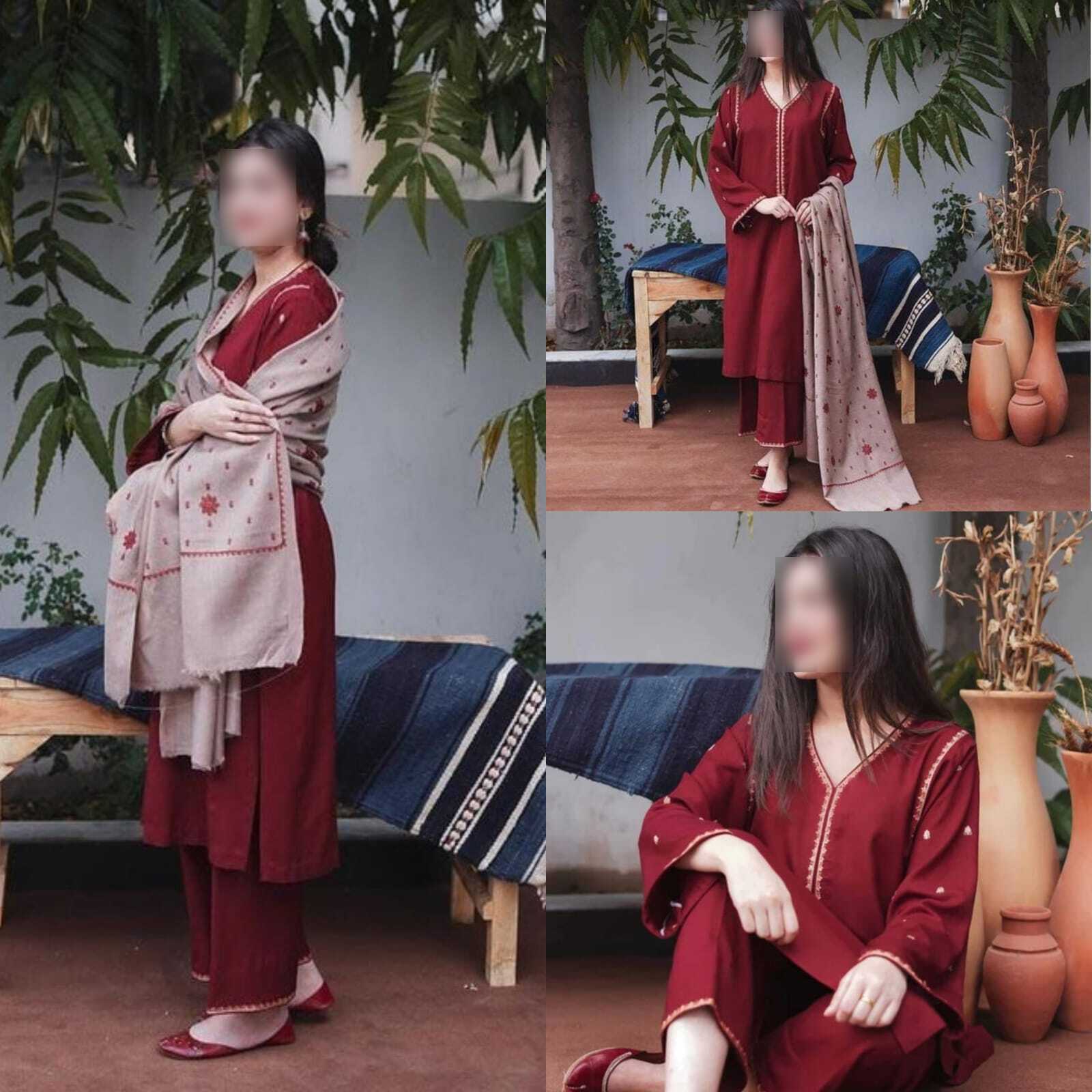 Winter Dhanak Collection 2025 – 3PC Embroidered Suit