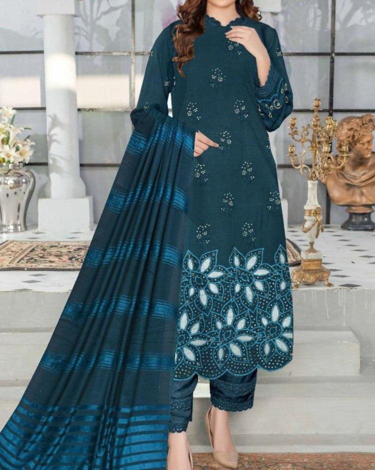 Fancy velvet shawl with premium dhanak winter collection dress