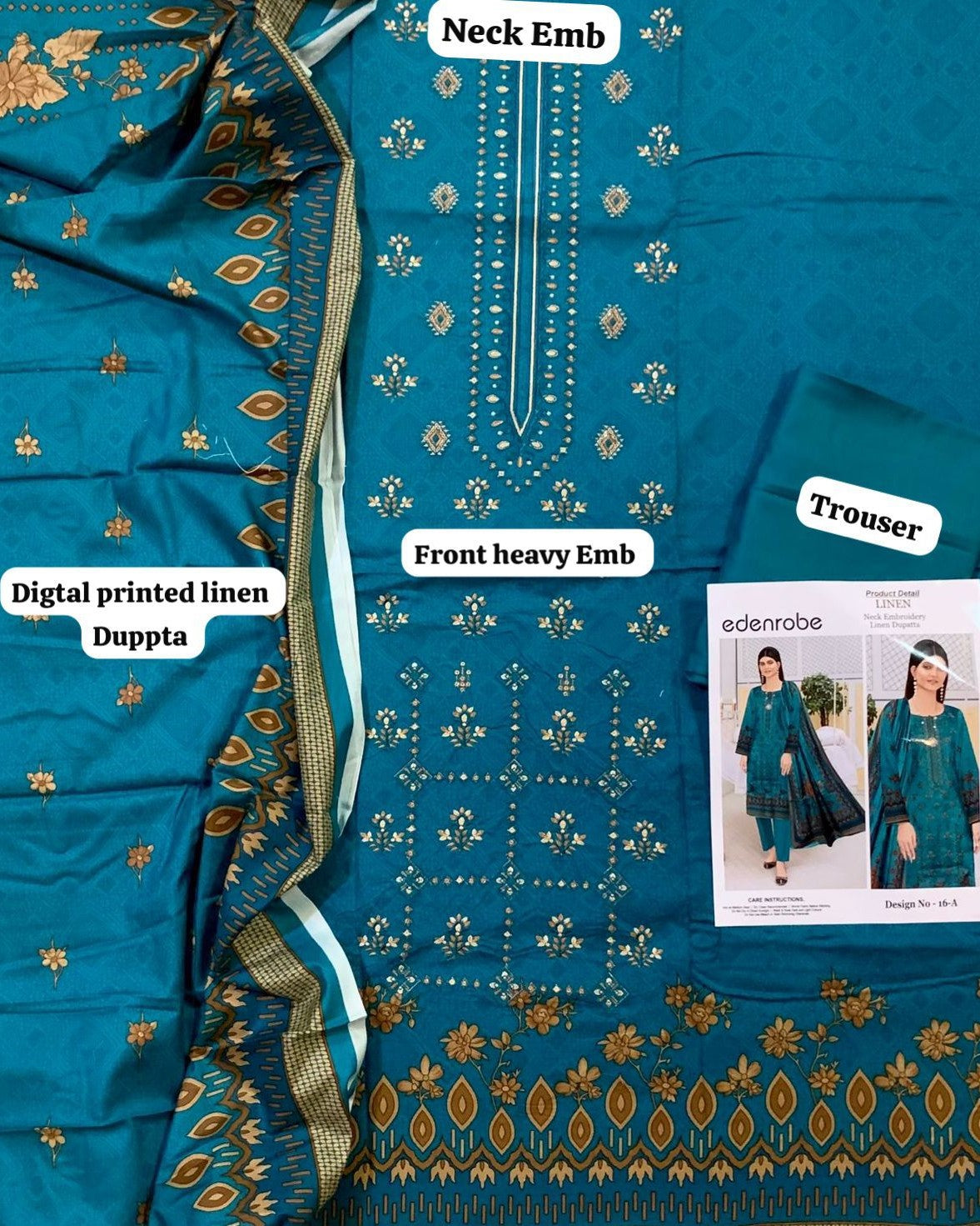"Linen collection wholesale stitched 3pc embroidered dress"