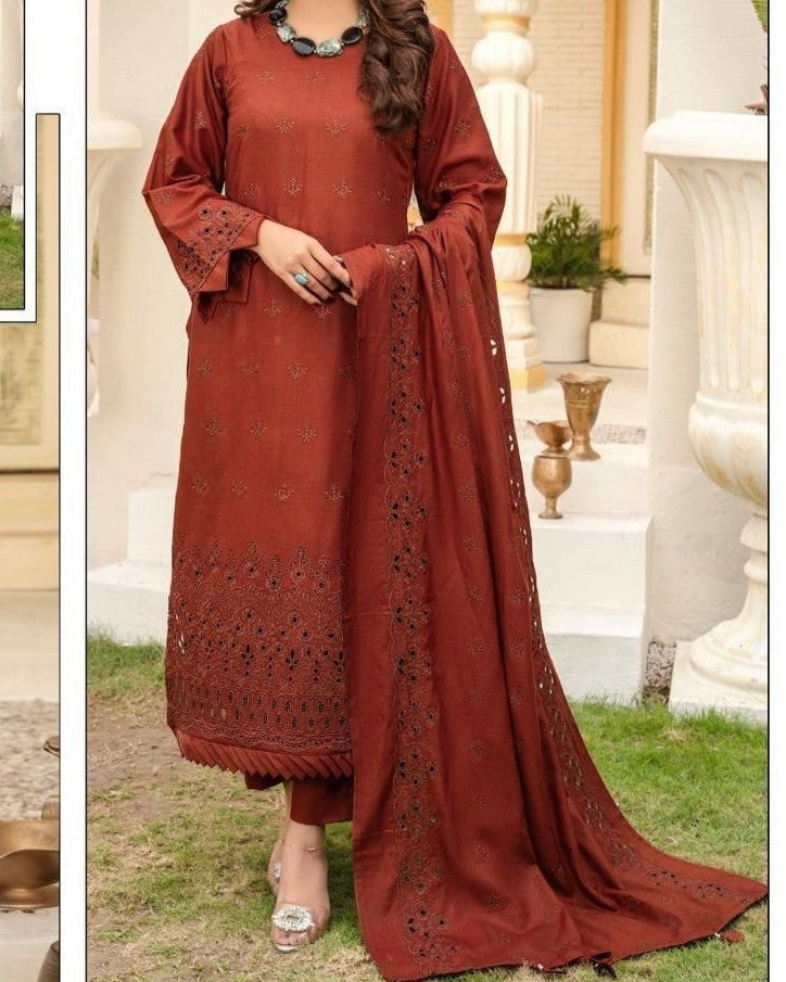 Winter Dhanak Collection – Luxury Chikankari 3-Piece Suit