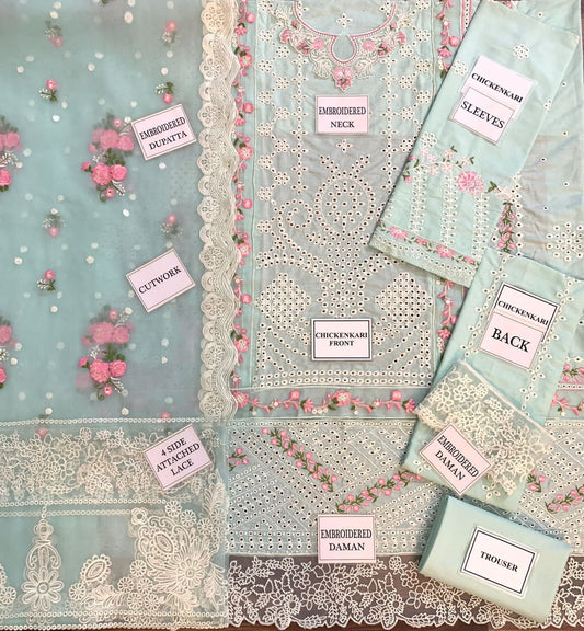 Luxury Chickenkari Embroidered 3PC Suit – SK Design | Summer 2025