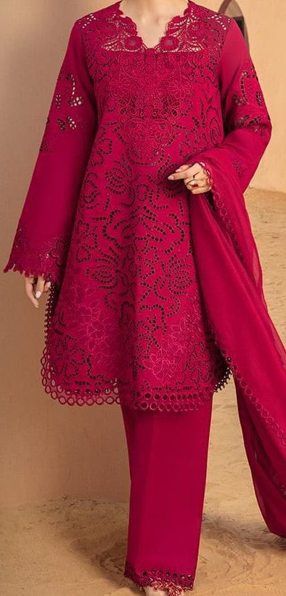 Premium Embroidered Cotton 3PC Suit with Khaadi Net Dupatta
